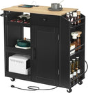 Rolling Kitchen Island Cart with Power Outlet, Drawer, Wine Rack & Spice Rack