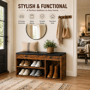 Shoe Storage Bench with Cushion & Lift-Top Hidden Storage