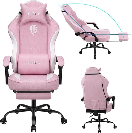 Ergonomic Gaming Chair with Pocket Spring Cushion, 350 lb Capacity, 150° Recline, Lumbar Support