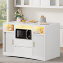 Rolling Kitchen Island with Storage, Power Outlet & LED Light