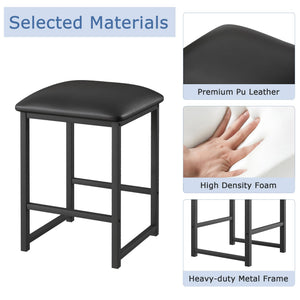 5-Piece Dining Table Set with Faux Marble Top & 4 PU Stools