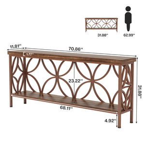 Narrow Sofa Console Table with 2-Tier Storage, 70.9"