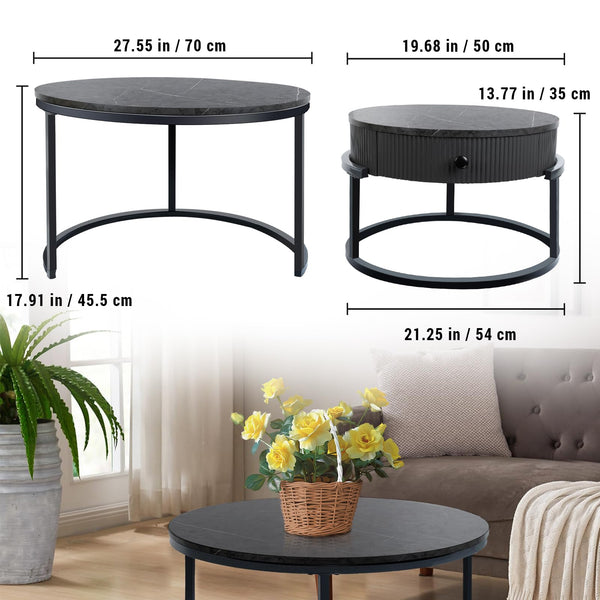 Round Nesting Coffee Table Set of 2