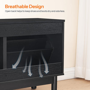 Rattan Shoe Storage Bench with Flip Drawers