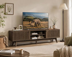 70" Fluted TV Stand with Storage Cabinets