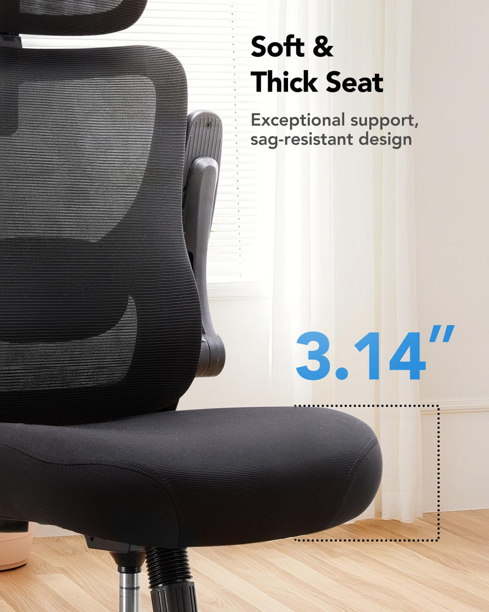 Ergonomic High Back Office Chair with 3D Armrests & Adjustable Lumbar Support