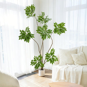 6 ft Artificial Sumac Tree with Pot – Indoor Faux Floor Plant