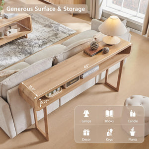 63-Inch Console Table with Open Shelf