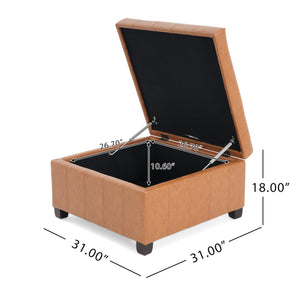 Square PU Storage Ottoman with Flip Top Lid