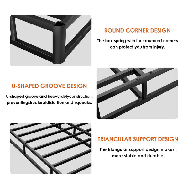 7-Inch Heavy Duty Metal Box Spring with Fabric Cover & Tool-Free Assembly