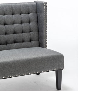 Tufted Loveseat Sofa with Wooden Legs – 2-Seat Upholstered Couch