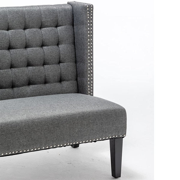 Tufted Loveseat Sofa with Wooden Legs – 2-Seat Upholstered Couch