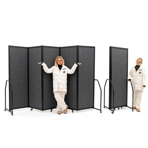 5-Panel Folding Privacy Screen with Wheels – Dark Gray