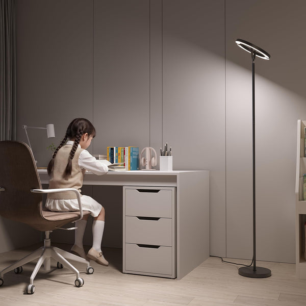 LED Floor Lamp with Remote, Stepless Dimming & Color Temperature Control