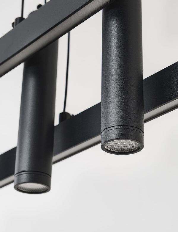 Modern Black Linear LED Pendant Light with Remote Control