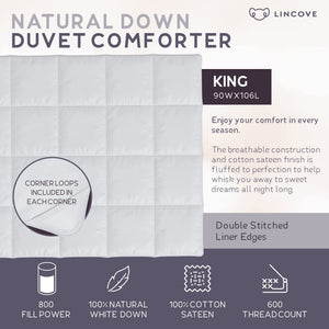 Canadian Down Comforter – 600TC Cotton Sateen, Lightweight Duvet Insert
