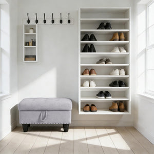 Linen Storage Ottoman Bench with Rivet Detail