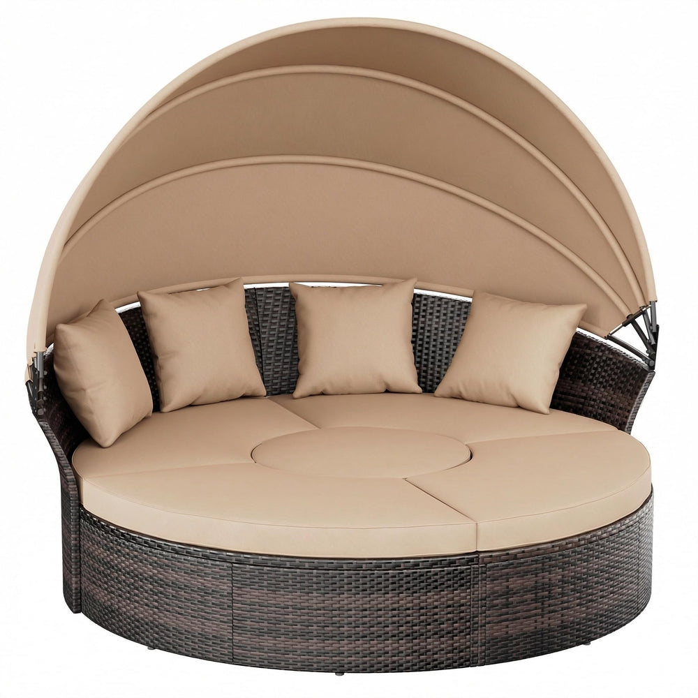Outdoor Patio Daybed with Retractable Canopy