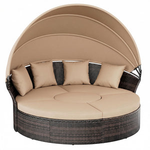 Outdoor Patio Daybed with Retractable Canopy