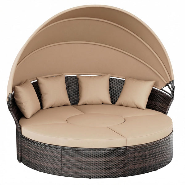 Outdoor Patio Daybed with Retractable Canopy