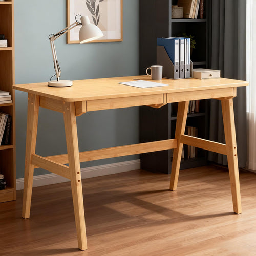 Bamboo Computer Desk with 2 Drawers
