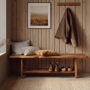 55-Inch Solid Wood Entryway Bench