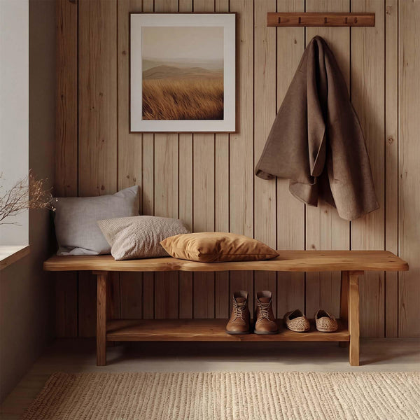 55-Inch Solid Wood Entryway Bench