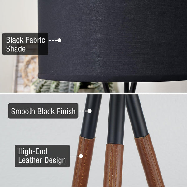 Tripod Floor Lamp with Drum Shade – 60" Metal Standing Lamp