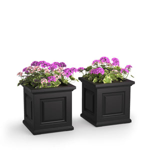 16-Inch Square Self-Watering Outdoor Planter Box, 2-Pack