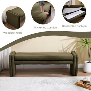 Upholstered Boucle Sherpa Bench 50" – Bedroom, Entryway & Vanity Seat