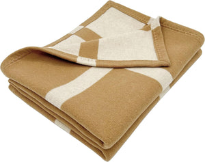 Wool Cashmere Throw Blanket — Camel, 75"x55"