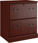 L-Shaped Executive Desk with Drawers & Keyboard Tray – Harvest Cherry