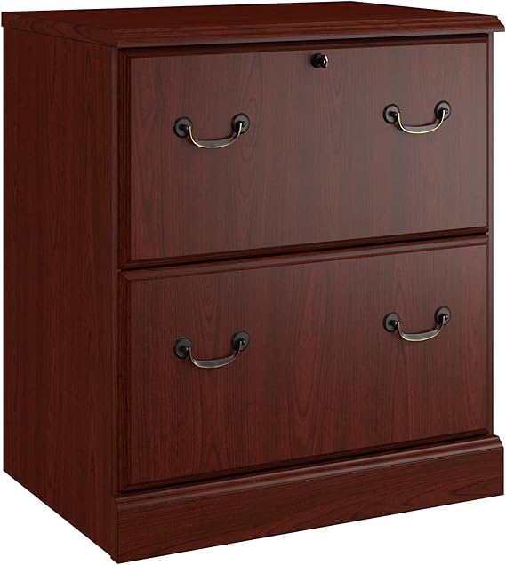 L-Shaped Executive Desk with Drawers & Keyboard Tray – Harvest Cherry