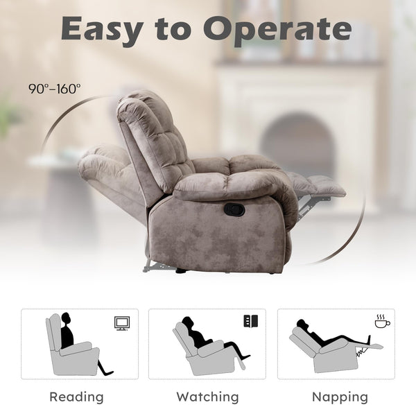 Manual Recliner Sofa Set – 4-Seat Fabric Living Room Set