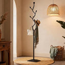 Metal Coat Rack with Marble Base & Storage Tray