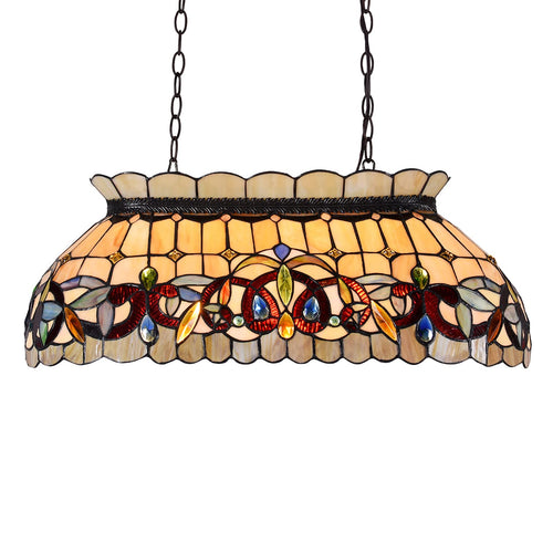 Tiffany Stained Glass Pool Table Pendant Light 28" 3-Light