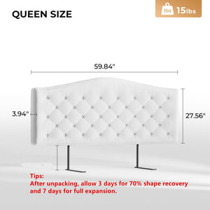 Tufted Upholstered Headboard – Queen & King | Chenille Fabric, 4" Cushion