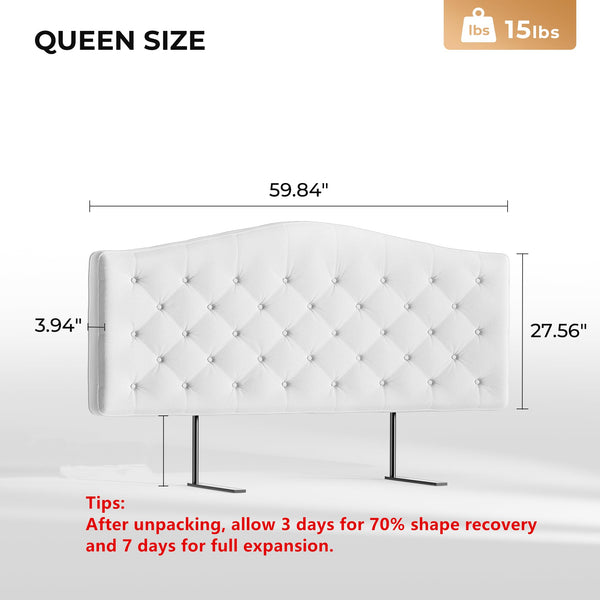 Tufted Upholstered Headboard – Queen & King | Chenille Fabric, 4" Cushion