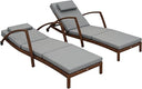 PE Rattan Outdoor Chaise Lounge Chair Set of 2 with Cushion & Armrests