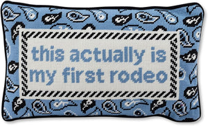 Needlepoint Decorative Throw Pillow – First Rodeo