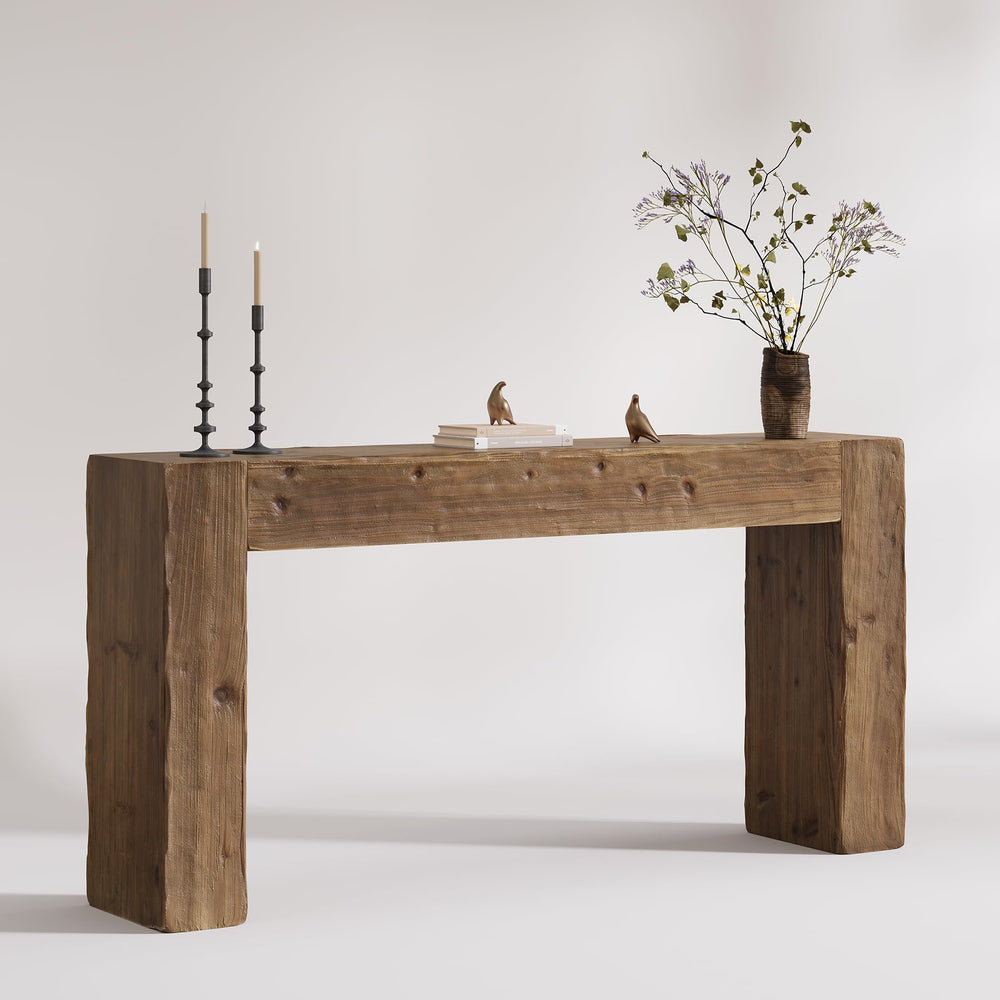Solid Wood Farmhouse Console Table 63 Inch