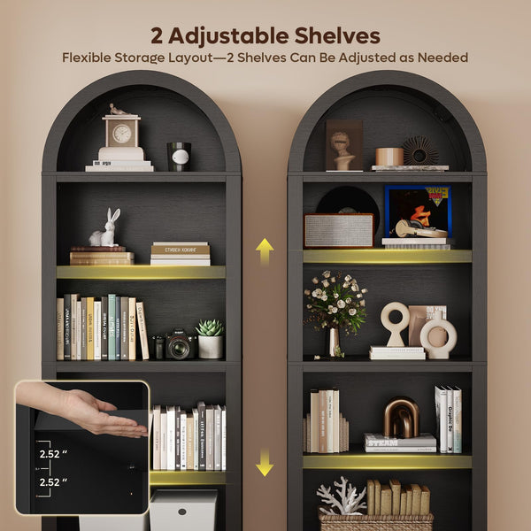 5-Tier Arched Bookshelf 76"
