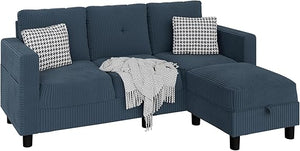 L-Shaped Sectional Sofa with Ottoman & Storage