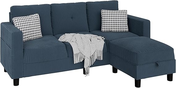 L-Shaped Sectional Sofa with Ottoman & Storage
