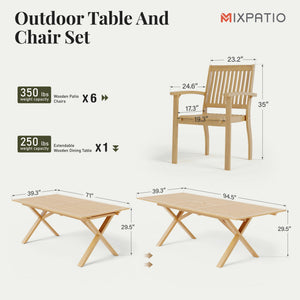 Acacia Wood Outdoor Dining Set with Expandable Table
