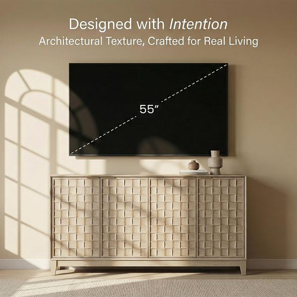 60" Sideboard Buffet Cabinet with 4 Doors & Adjustable Shelves