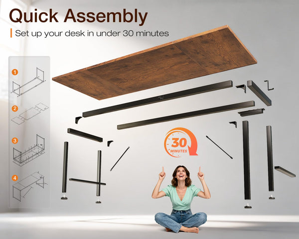 71 Inch Computer Desk with USB Ports & Power Outlets