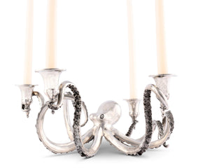 Pewter Octopus Taper Candle Holder – 4-Socket Ocean Candelabrum