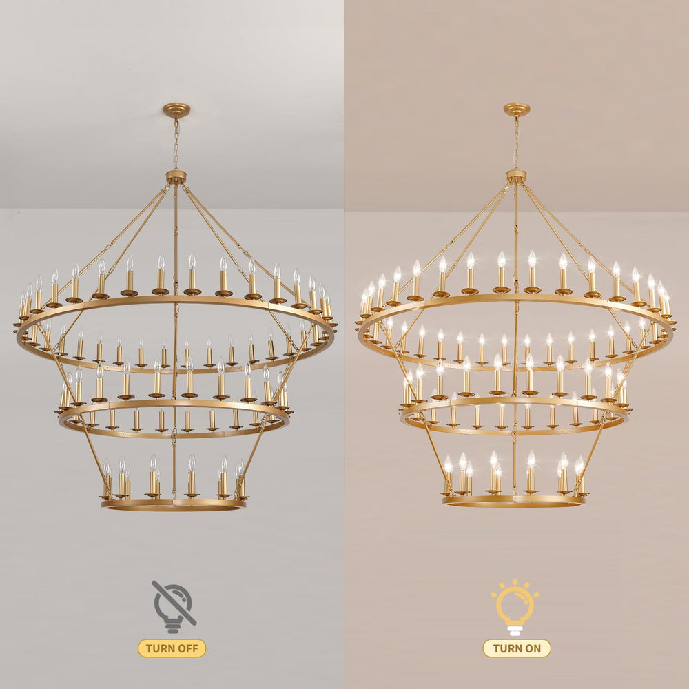 Wagon Wheel Chandelier 60-Inch Multi-Tier Metal Ceiling Light