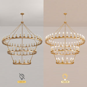Wagon Wheel Chandelier 60-Inch Multi-Tier Metal Ceiling Light